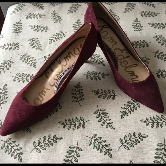 - Sam Edelman Suede Burgundy Dori Kitten Hea… - Picture 2 of 5